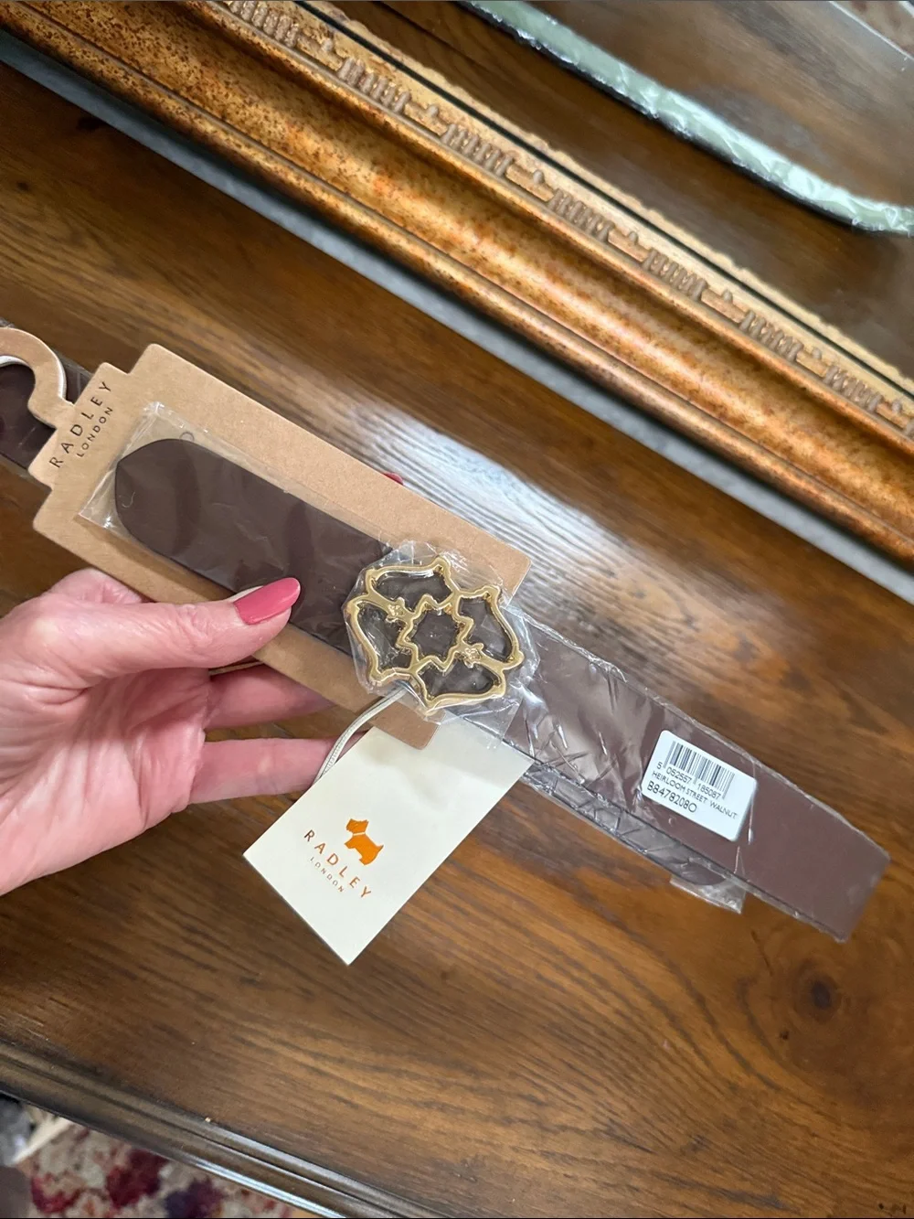 RADLEY LONDON Adjustable Dark Brown Leather Belt with Gold Buckle.